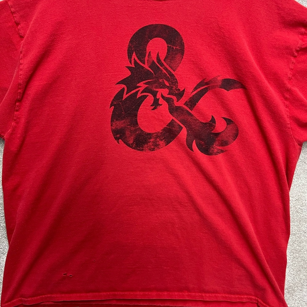 Red‎ Dragon Graphic Tee signs of wear